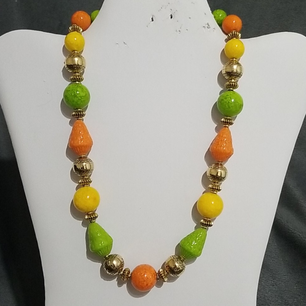 Multicolored Citrus Color Bead Necklace